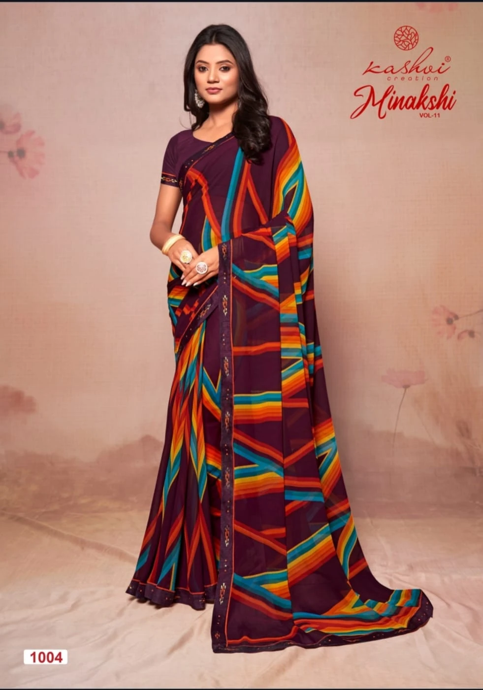 Kashvi Creation Minakshi Vol 11 Georgette Wholesale Fancy Sarees Catalog — Wholesale Sarees, Kashvi Creation wholesale from Surat - Gallery Image 8